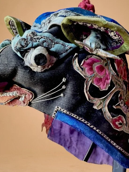 Antique Chinese Child’s Embroidered Tiger Hat Protective Festival Cap - Picture 4 of 16